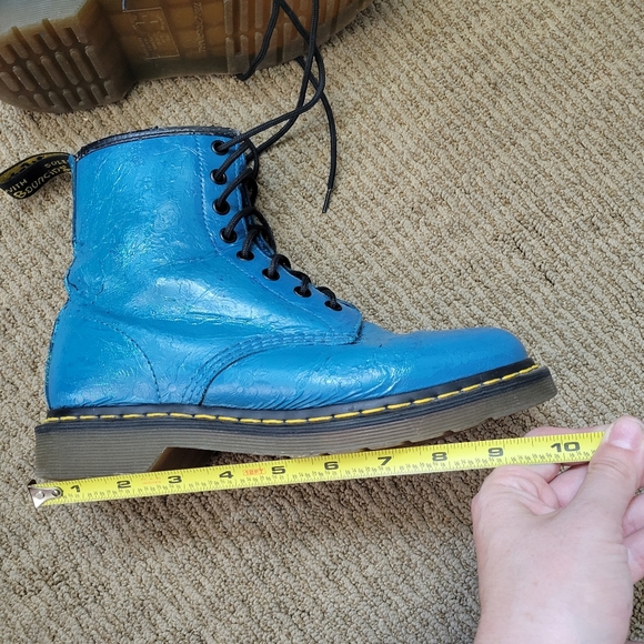 Y2K turquoise leather flower embossed Pascal combat boot dr martens docs htf - Picture 5 of 16